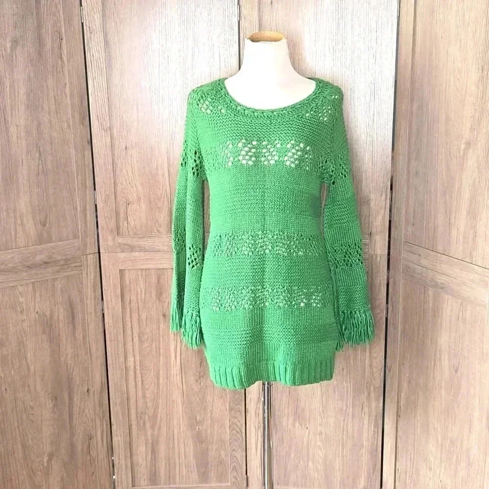 Green Women's knit Sweater mini dress